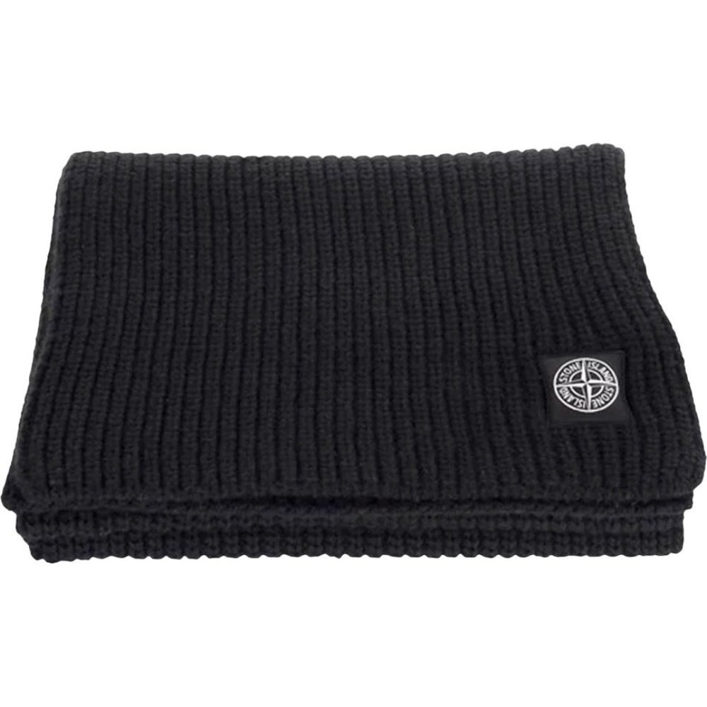 NEW Stone Island Black Wool Chunky Knit Scarf